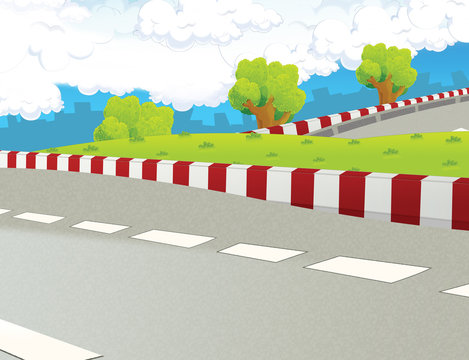 Cartoon scene - road background - race truck Stock Illustration | Adobe  Stock