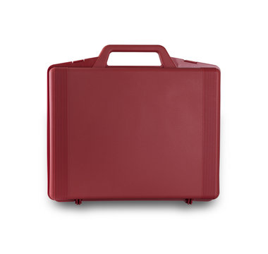 red case with the scientific equipment on white background