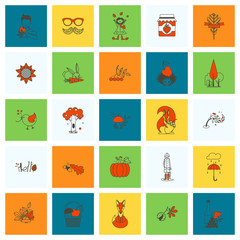 Set of Flat Autumn Icons