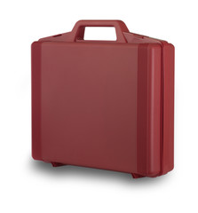 red case with the scientific equipment on white background