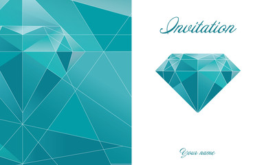 Template card with crystal pattern edge, geometric pattern.