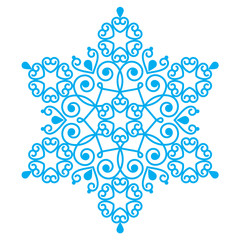 Christmas blue snowflake design - embroidery, lace style 
