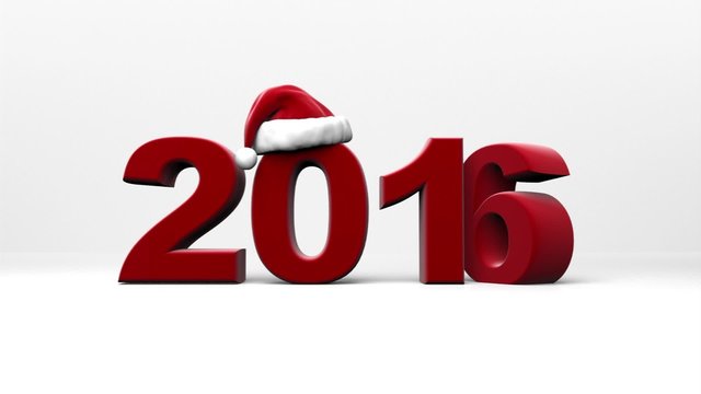 2016 new year numbers and Santa Claus hat isolated on white