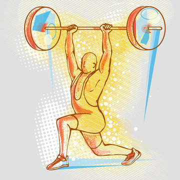 Illustration of a bodybuilder lifting weights