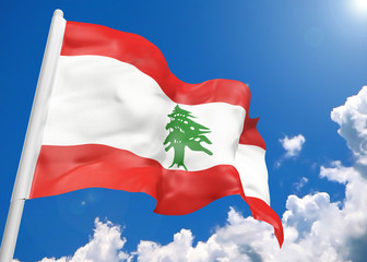 3D realistic waving flag of Lebanon
