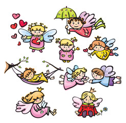 Vector cute angels cartoons.