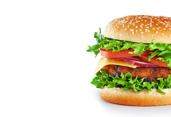 Hamburger isolated on white background.