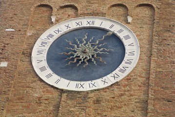Chioggia, Italy. Old clock of the bell tower