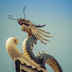 Pagoda and dragon sculpture of the Taoist Temple in Cebu, Philip