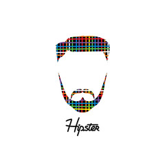 retro hipster guy colorful line