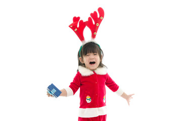 boy wearing Santa Claus uniform