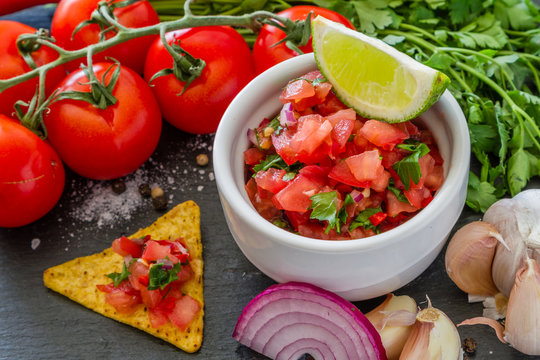 Salsa sauce and ingredients