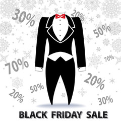 Black friday Sale.Tailcoat, snowflakes,numbers