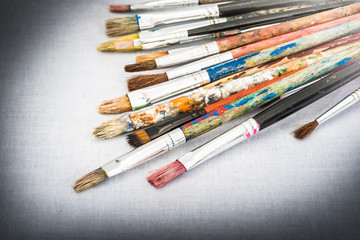 Obraz premium Old Used Artist Brushes