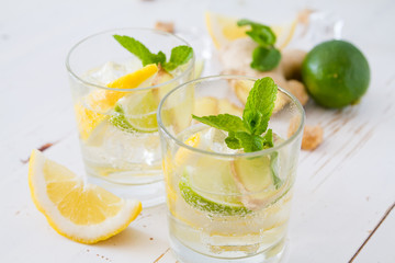 Fototapeta premium Ginger lemonade ingredients