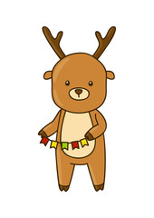 Cute cartoon deer isolated on white 