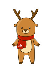 Fototapeta premium Cute cartoon deer isolated on white
