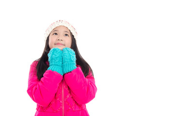Beautiul asian girl in colorful winter clothes