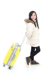 Attractive beautiul asian girl happy ready to go on vacation