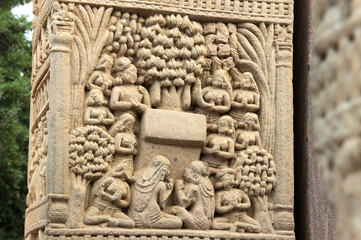 Buddhist Life on Pillar