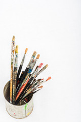 Painting Brushes in Tin Can