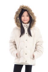 Beautiful asian girl in winter coat