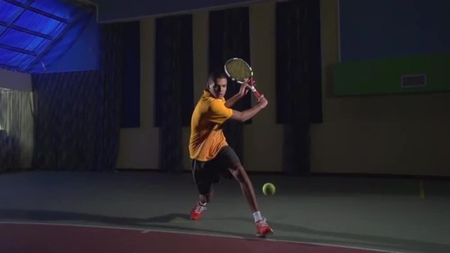 Tennis shots: Slice (slow motion) Professional tennis player