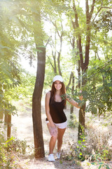 Girl in sportswear for a run outdoors