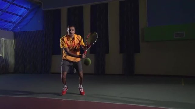 Tennis shots: Slice (slow motion) Professional tennis player