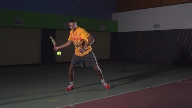 Tennis shots: Forehand (slow motion). Professional tennis player