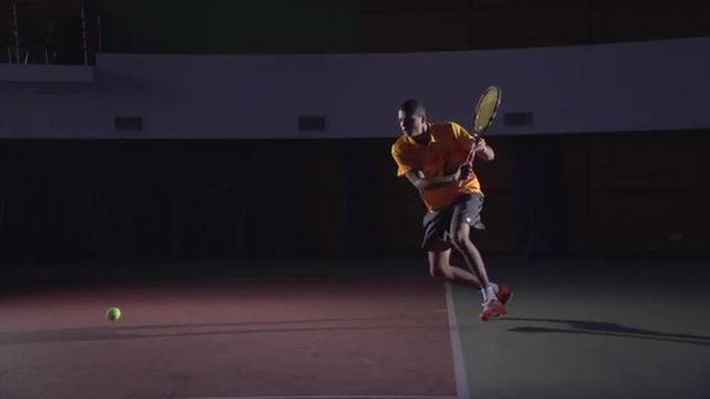 Tennis shots: Slice (slow motion) Professional tennis player