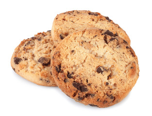 chocolate chip cookies on a white background