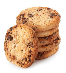 stack of chocolate chip cookies isolate