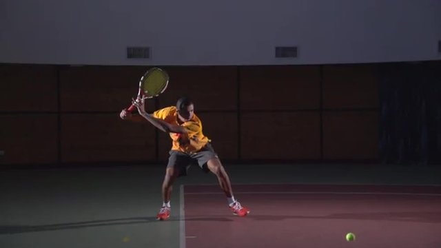 Tennis shots: Forehand (slow motion). Professional tennis player
