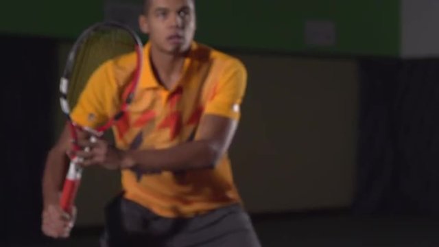 Tennis shots: Forehand (slow motion). Professional tennis player