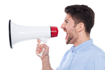 Man shouting through megaphone