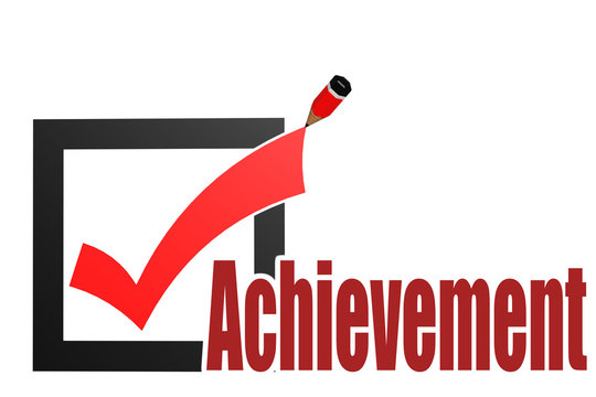 Check mark with achievement word