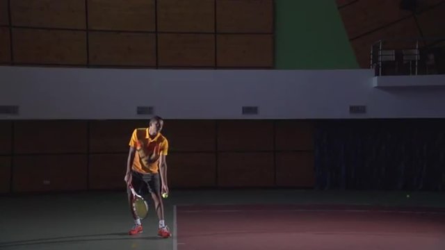 Tennis shots: Serve (slow motion).Professional tennis player.