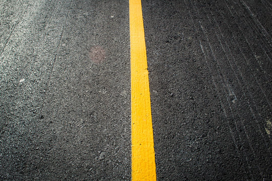 Asphalt With Yellow Road Line