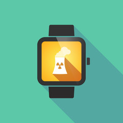Smart watch vector icon with a nuclear power station