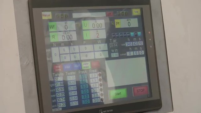 Monitor of cubic-presser at synthetic diamond factory.Synthetic diamond also known as cultured diamond or cultivated diamond