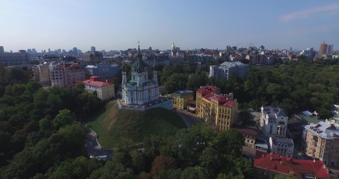 The Saint Andrew's Church is a major Baroque church located in Kyiv, Ukraine. The church was constructed in 1747&ndash;1754 (Aerial,4K)