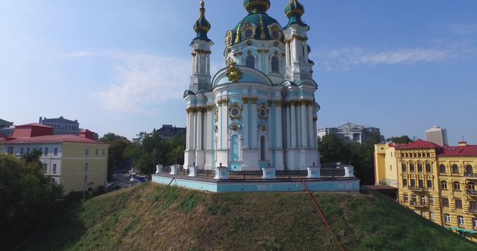 The Saint Andrew's Church is a major Baroque church located in Kyiv, Ukraine. The church was constructed in 1747&ndash;1754 (Aerial,4K)