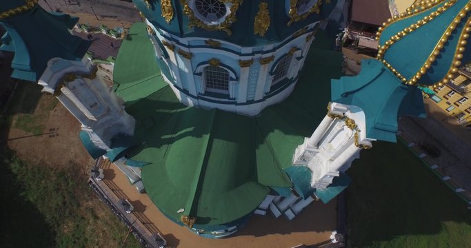 The Saint Andrew's Church is a major Baroque church located in Kyiv, Ukraine. The church was constructed in 1747&ndash;1754 (Aerial,4K)
