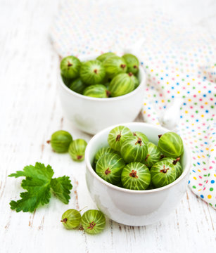 cups with gooseberries