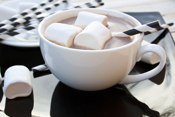 cocoa and marshmallows with tubes