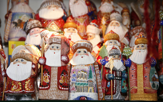 Santa decorations selling during christmas market