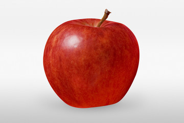 Red apple on white background. Front view.