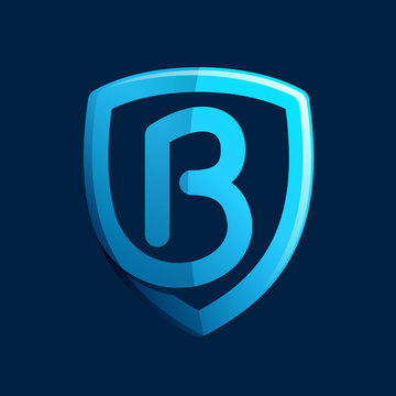 B letter with blue shield.