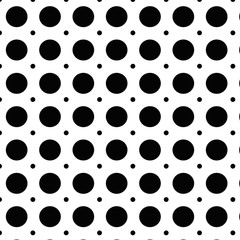 Polka dots background with black dots and white background